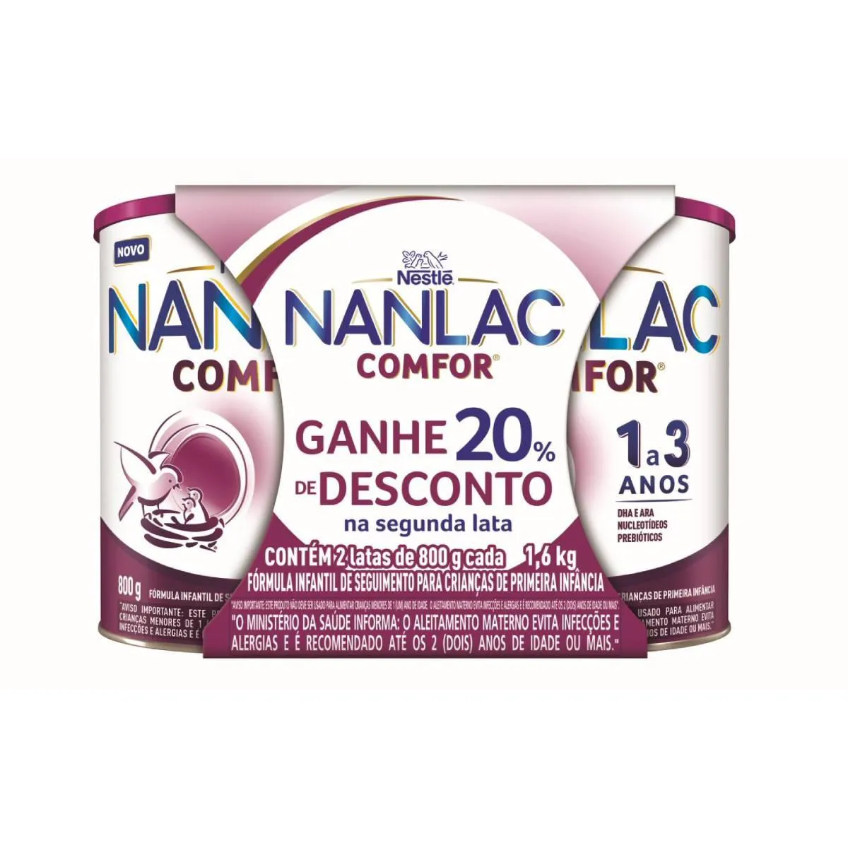 Kit Fórmula Infantil Nanlac Comfor 1 a 3 Anos com 2 unidades de 800g cada — Nanlac | Farmácia Resyla