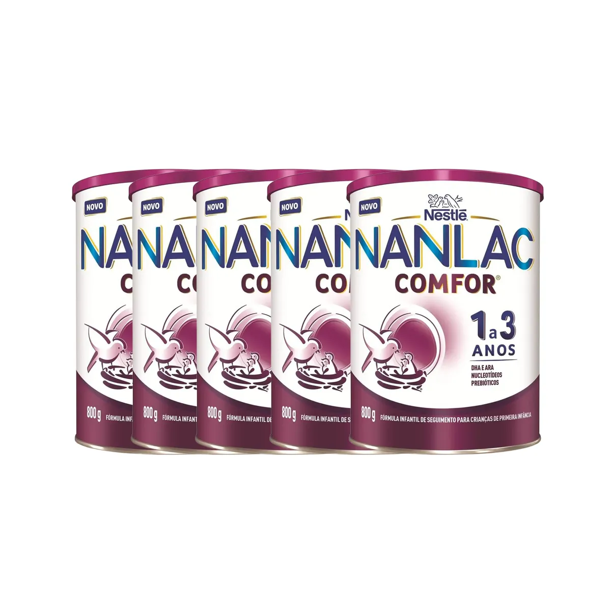 Kit Fórmula Infantil Nanlac Comfor Nestlé 1 a 3 anos 800g 5 unidades — Nestle | Farmácia Resyla