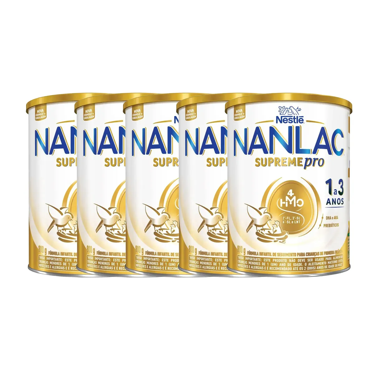 Kit Fórmula Infantil NANLAC Supreme Nestlé 1 a 3 anos 800g 5 unidades — Nestle | Farmácia Resyla