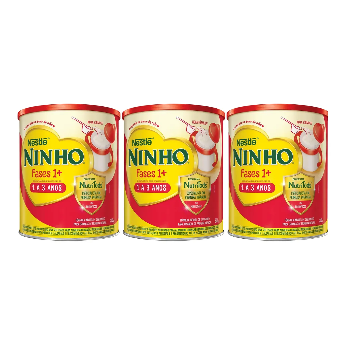 Kit Fórmula Infantil Ninho Fases 1+ Nestlé 1 a 3 anos 800g 3 unidades — Nestle | Farmácia Resyla
