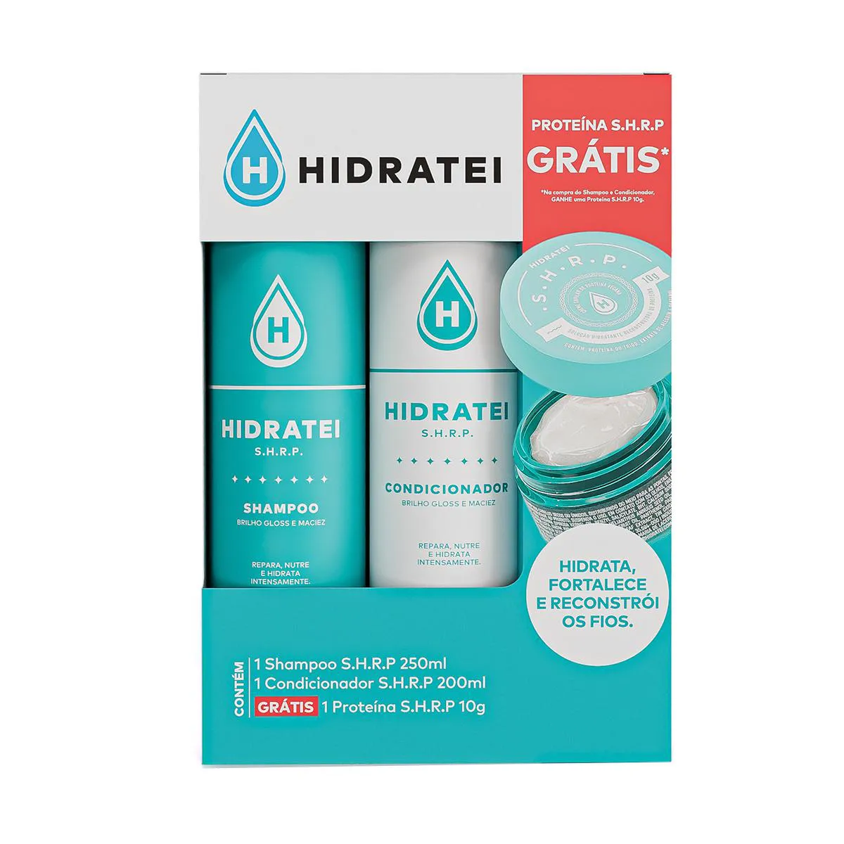 Kit Hidratei SHRP Shampoo 250ml + Condicionador 200ml + Mini Proteína 10g — | Farmácia Resyla