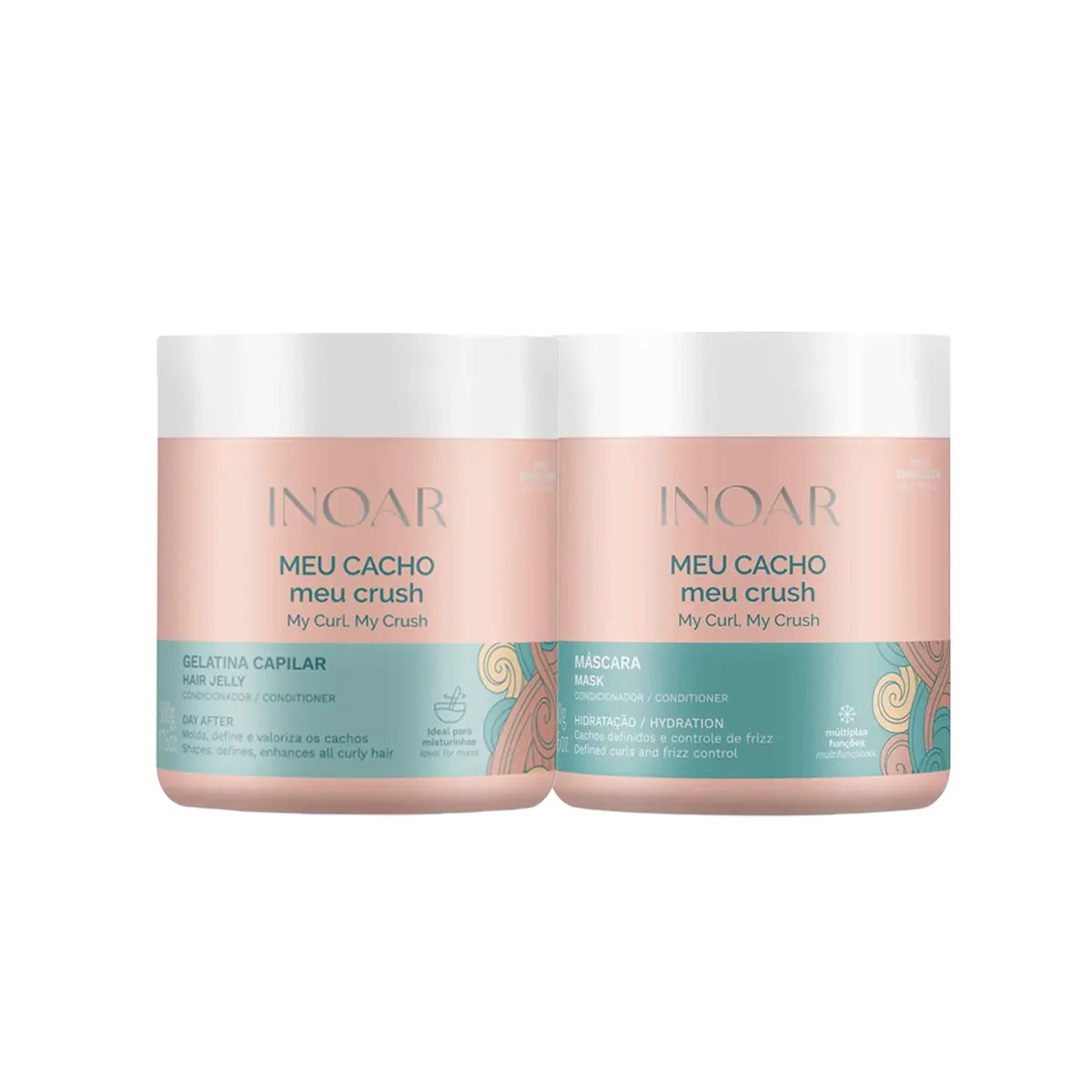 Kit Inoar Meu Cacho Meu Crush Gelatina 500g + Máscara de Hidratação 500g — Inoar | Farmácia Resyla