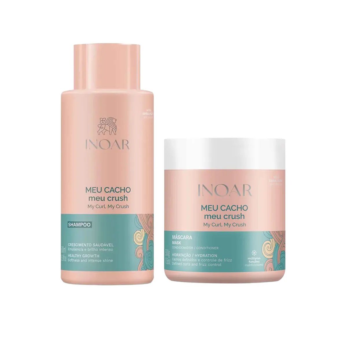 Kit Inoar Meu Cacho Meu Crush Shampoo 500ml+ Máscara de Hidratação 500g — Inoar | Farmácia Resyla