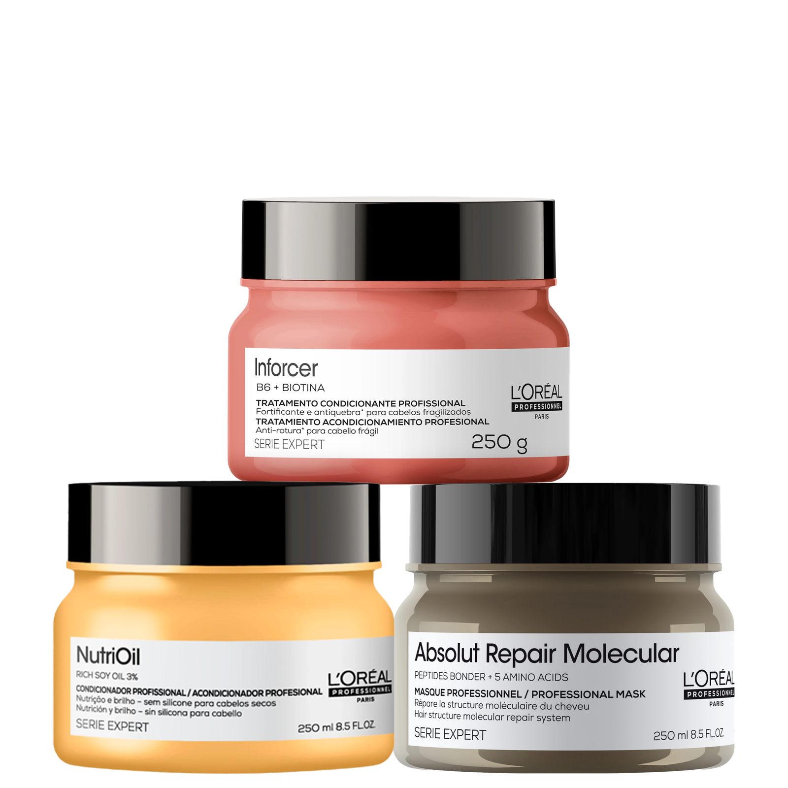 Kit L'Oréal Professionnel Absolut Repair Molecular + NutriOil + Inforcer Masks (3 Produtos) — L'Oréal Professionnel | Farmácia Resyla