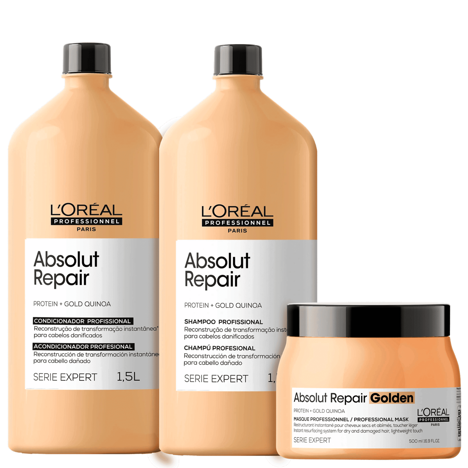 Kit L'Oréal Professionnel Serie Expert Absolut Repair Gold Quinoa + Protein Golden Salon Trio (3 Produtos) — L'Oréal Professionnel | Farmácia Resyla