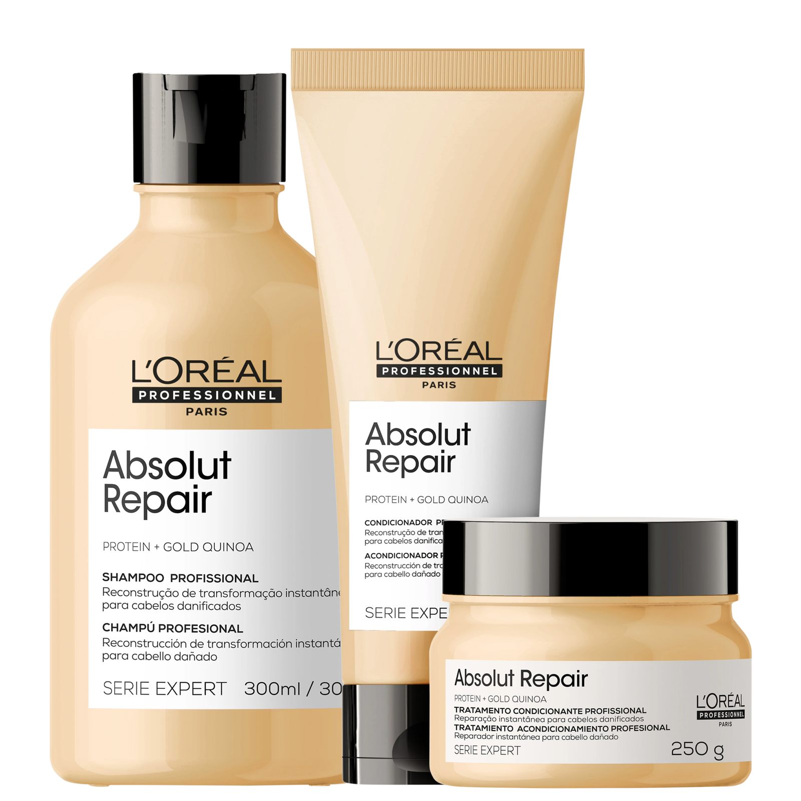 Kit L'Oréal Professionnel Serie Expert Absolut Repair Gold Quinoa + Protein Trio (3 Produtos) — L'Oréal Professionnel | Farmácia Resyla