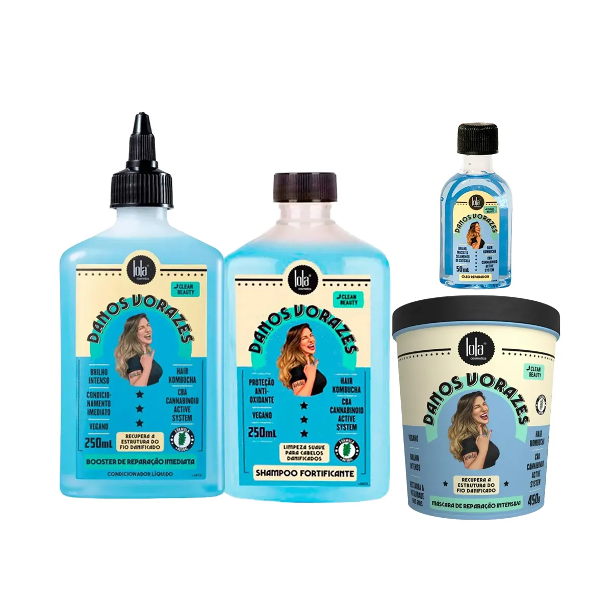 Kit Lola Cosmetics Danos Vorazes Shampoo 250ml + Condicionador 250ml + Óleo Reparador 50ml + Máscara de Reparação 450g — Lola Cosmetics | Farmácia Resyla