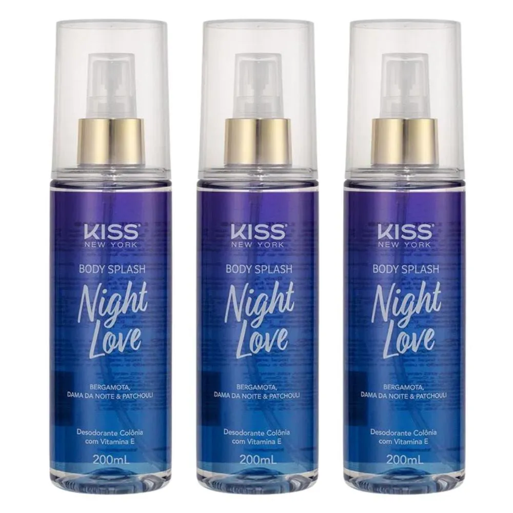 Kit Night Love Kiss New York Body Splash 200ml - Desodorante Colônia Feminino 3 unidades — | Farmácia Resyla