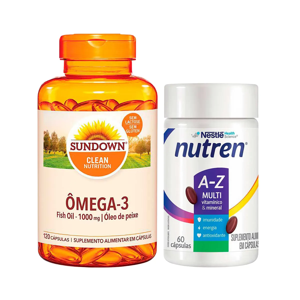 Kit Ômega 3 Fish Oil 1000mg Sundown 120 cápsulas + Polivitamínico Nutren A-Z Multi 60 cápsulas — Sundown | Farmácia Resyla
