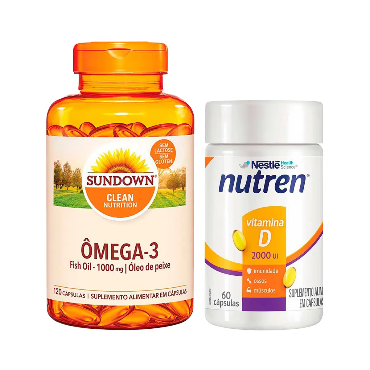 Kit Ômega 3 Fish Oil 1000mg Sundown 120 cápsulas + Vitamina D 2.000UI Nutren 60 cápsulas — Sundown | Farmácia Resyla