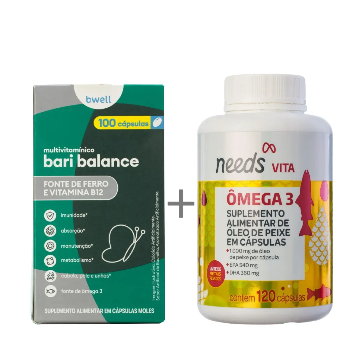 Kit Ômega 3 Needs Vita 120 cápsulas + Bwell Bari Balance 100 cápsulas — Needs | Farmácia Resyla