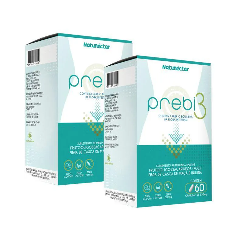 KIT PREBI 3 SUPLEMENTO ALIMENTAR FRUTOOLIGOSSACARIDEOS FIBRAS NATUNECTAR – 2 UNID (120 CáPSULAS) — | Farmácia Resyla