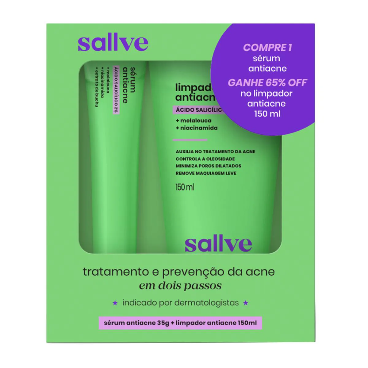 Kit Sallve Antiacne Sérum 35g + Limpador 150ml 1 unidade — Sallve | Farmácia Resyla