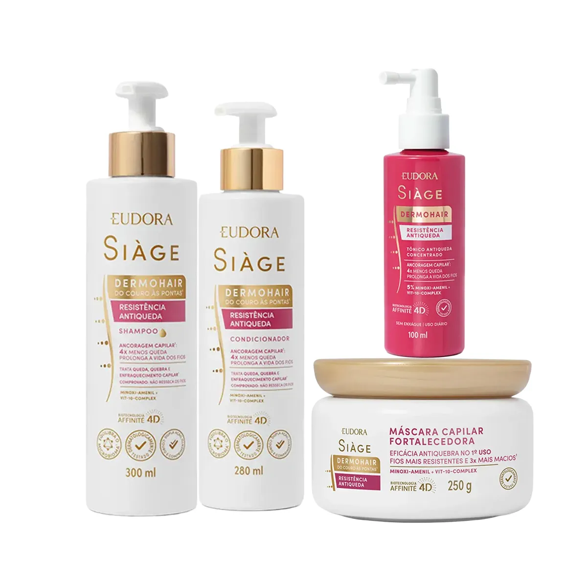 Kit Siàge DermoHair Shampoo 300ml + Condicionador 280ml + Máscara 250g +Tônico 100ml — Siàge | Farmácia Resyla