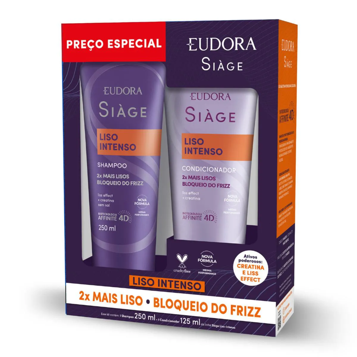 Kit Siàge Eudora Liso Intenso Shampoo 250ml + Condicionador 125ml — Eudora | Farmácia Resyla