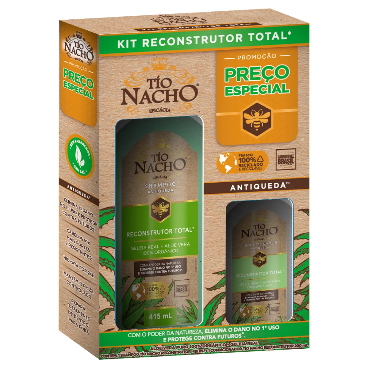 Kit Tio Nacho Reconstrutor Total Shampoo 415ml + Condicionador 200ml — | Farmácia Resyla