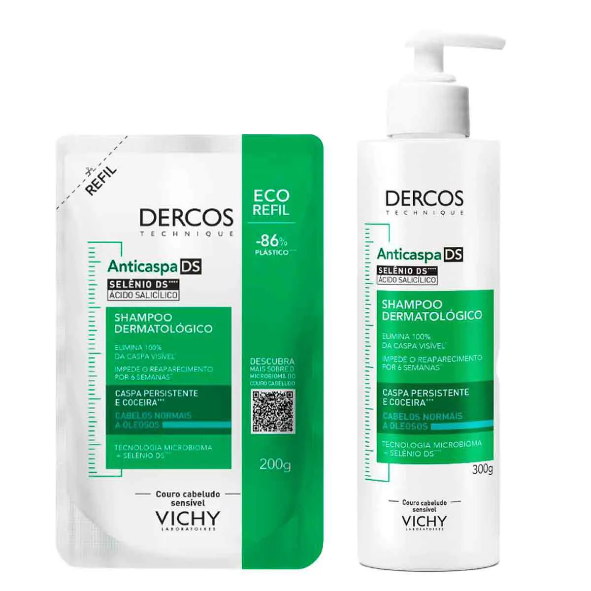 Kit Vichy Dercos DS Anticaspa Cabelos Normais e Oleosos Shampoo 300g + Refil 200g — Vichy | Farmácia Resyla
