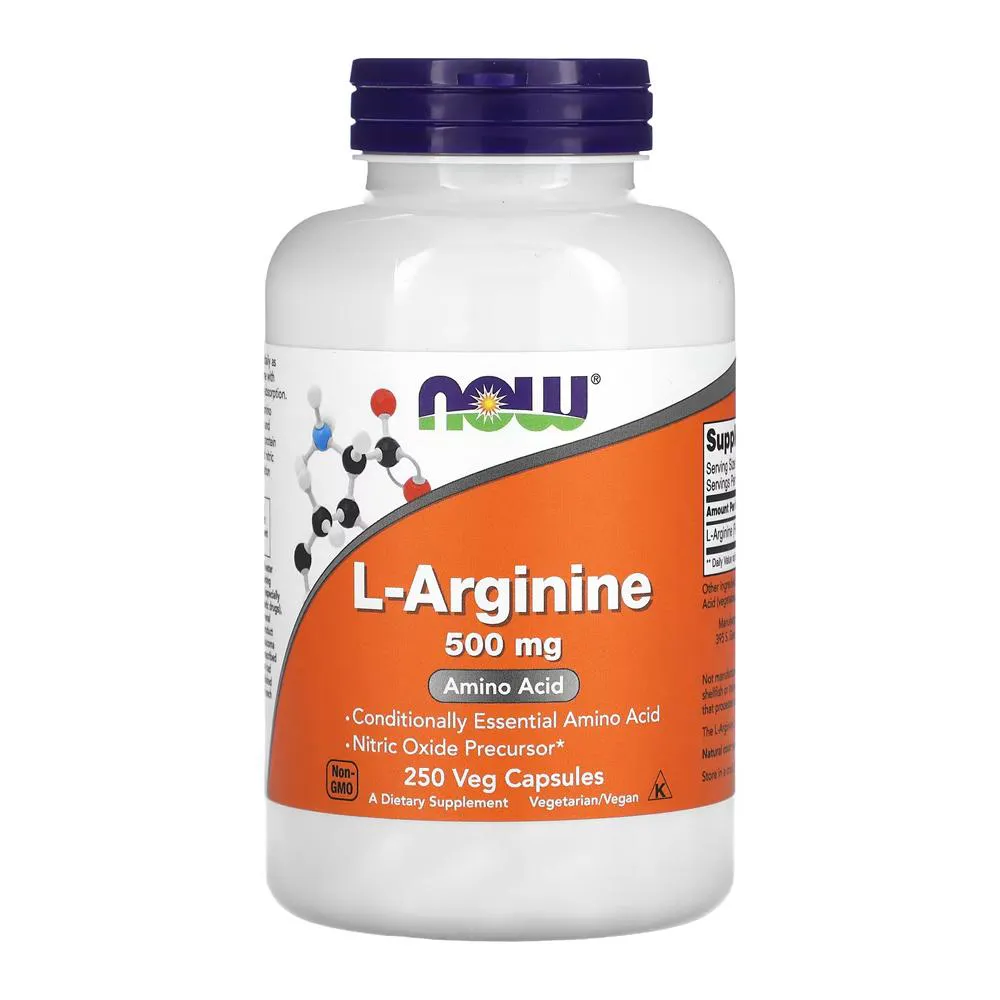 L-Arginina 500mg Now Foods L-Arginine 250 Veg Cáps Importado — Now Foods | Farmácia Resyla