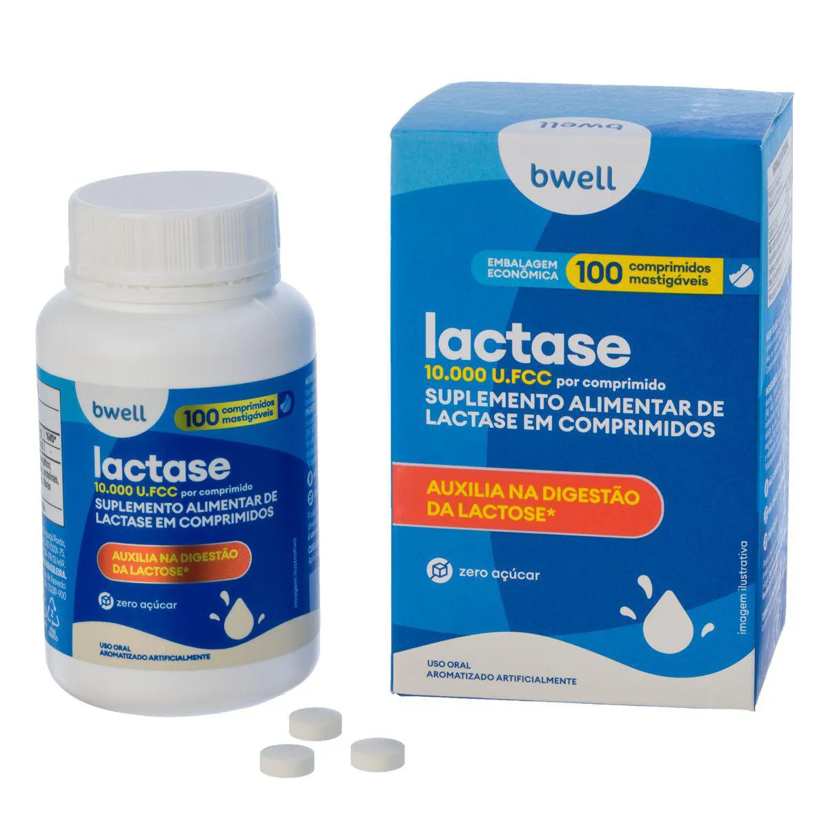 Lactase 10.000 FCC bwell 100 Comprimidos Mastigáveis — | Farmácia Resyla