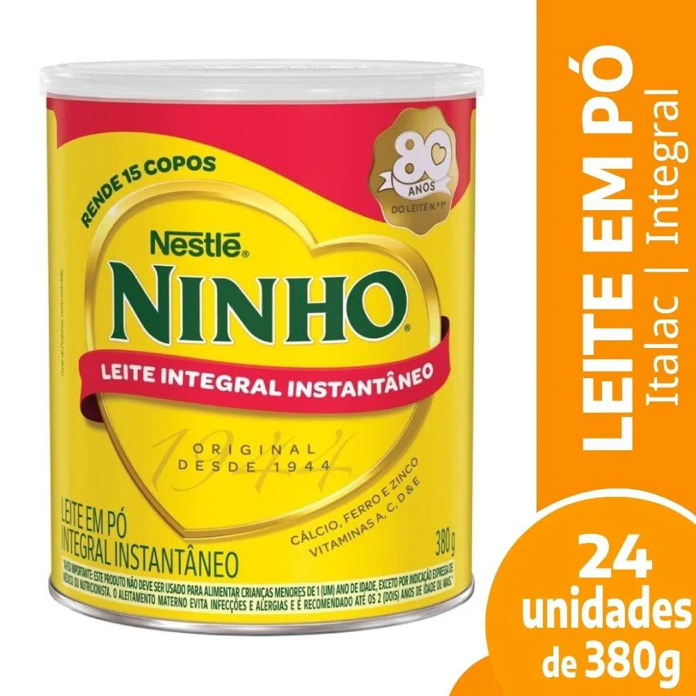 Leite em Pó Ninho Integral Instantâneo 380g - Embalagem com 24 unidades — Ninho | Farmácia Resyla