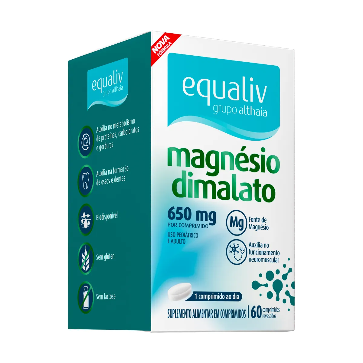 Magnésio Dimalato Equaliv 650 mg 60 comprimidos — Equaliv | Farmácia Resyla