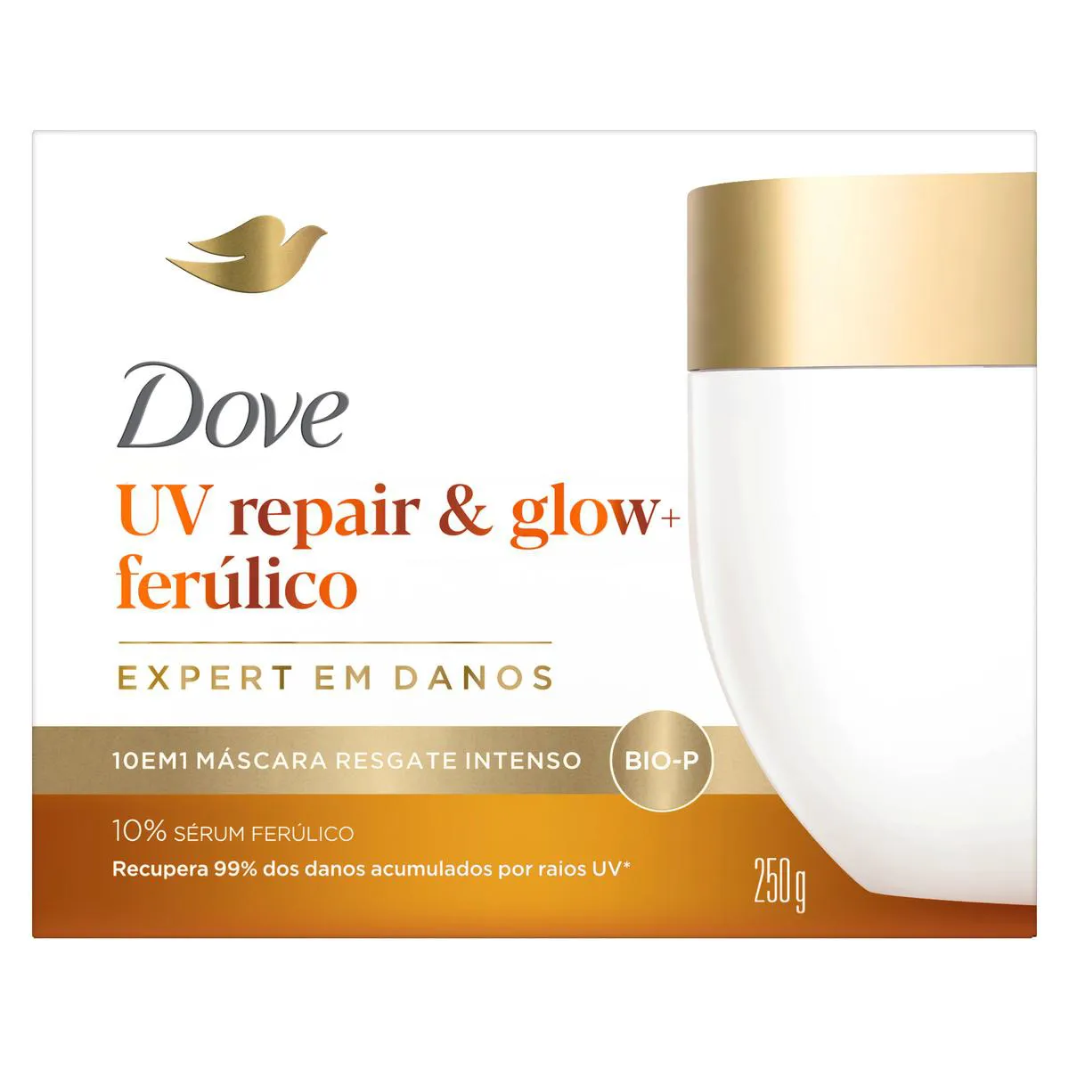 Máscara de Resgate Intenso 10 em 1 Dove UV Repair & Glow + Ferúlico 250g — Dove | Farmácia Resyla