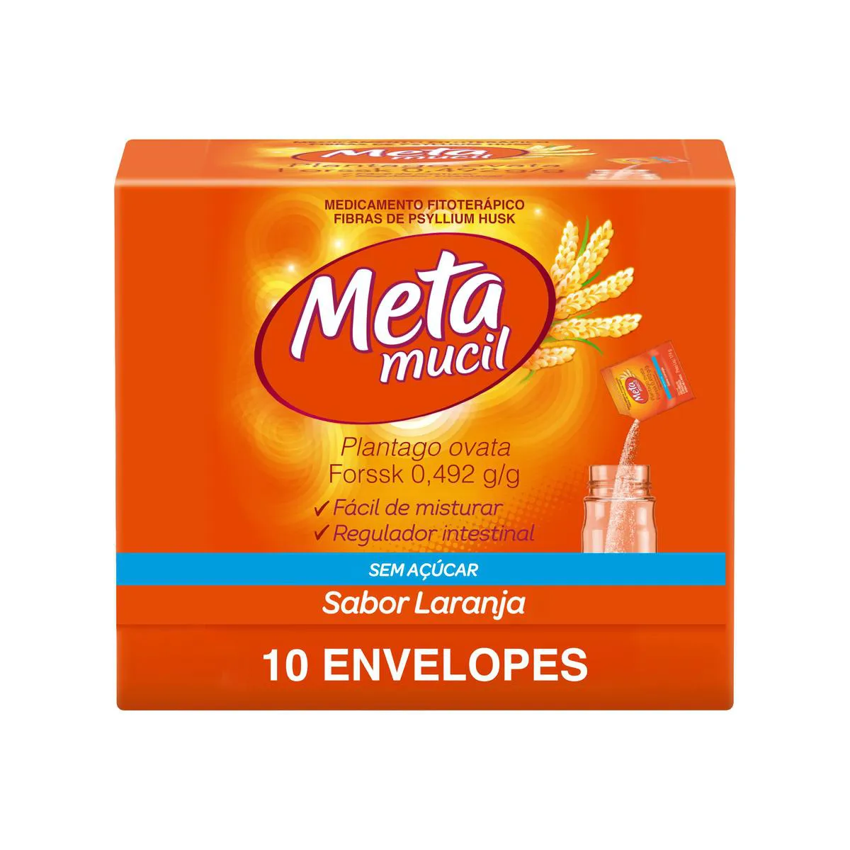 Metamucil Sabor Laranja com 10 sachês de 5,85g cada — Aché | Farmácia Resyla