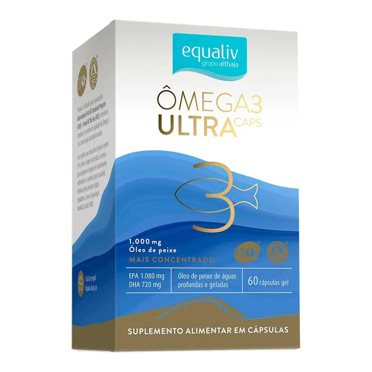 Ômega 3 1000mg Equaliv Ultra Caps Concentrado com 60 cápsulas gel — Equaliv | Farmácia Resyla