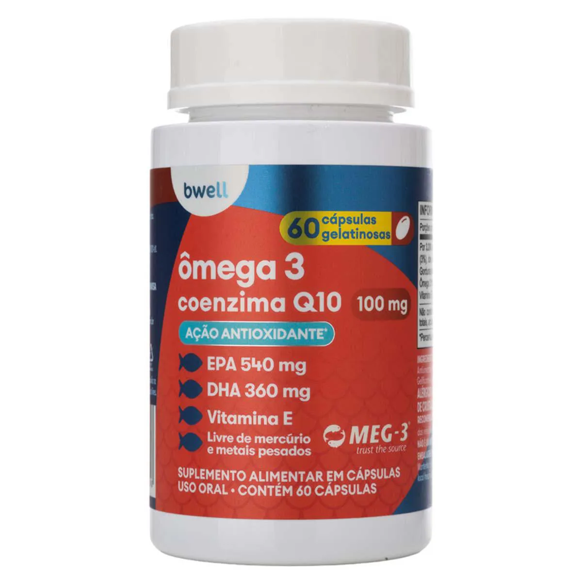 Ômega 3 bwell + Coenzima Q10 + Vitamina E 60 cápsulas — | Farmácia Resyla