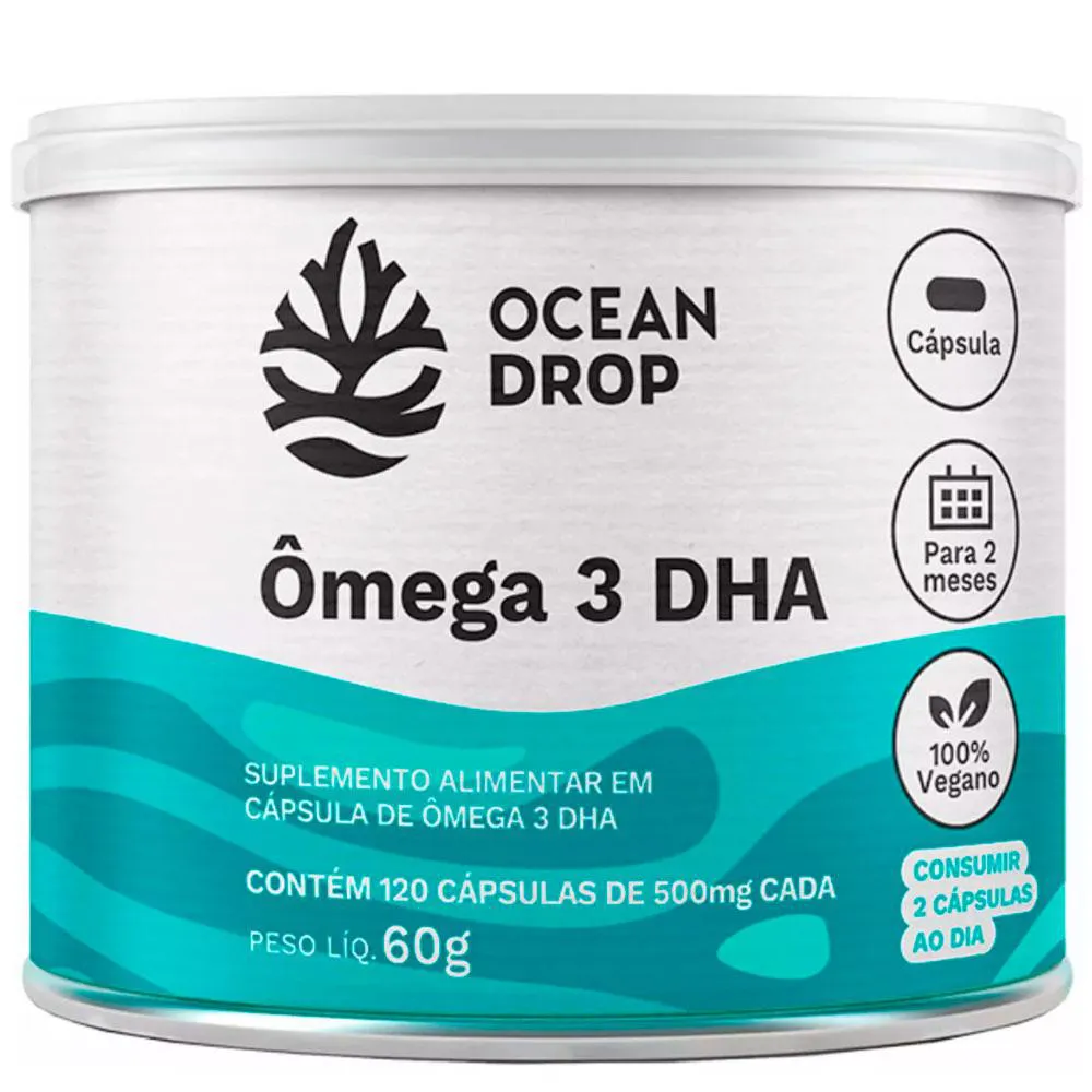 Omega 3 Dha 100% Vegetal Vegano (120 Cápsulas) - Ocean Drop — | Farmácia Resyla