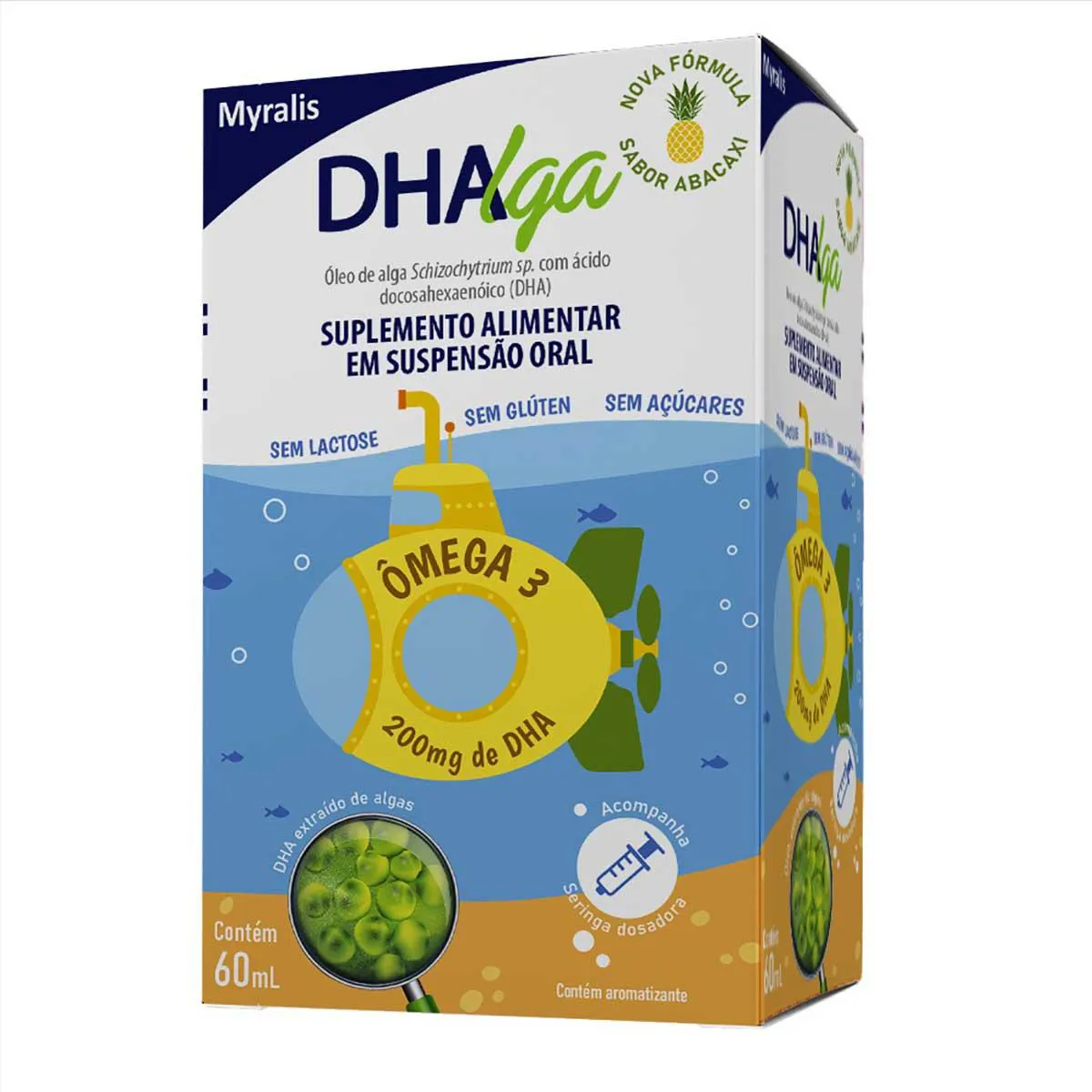 Ômega 3 DHAlga Abacaxi 60ml — | Farmácia Resyla
