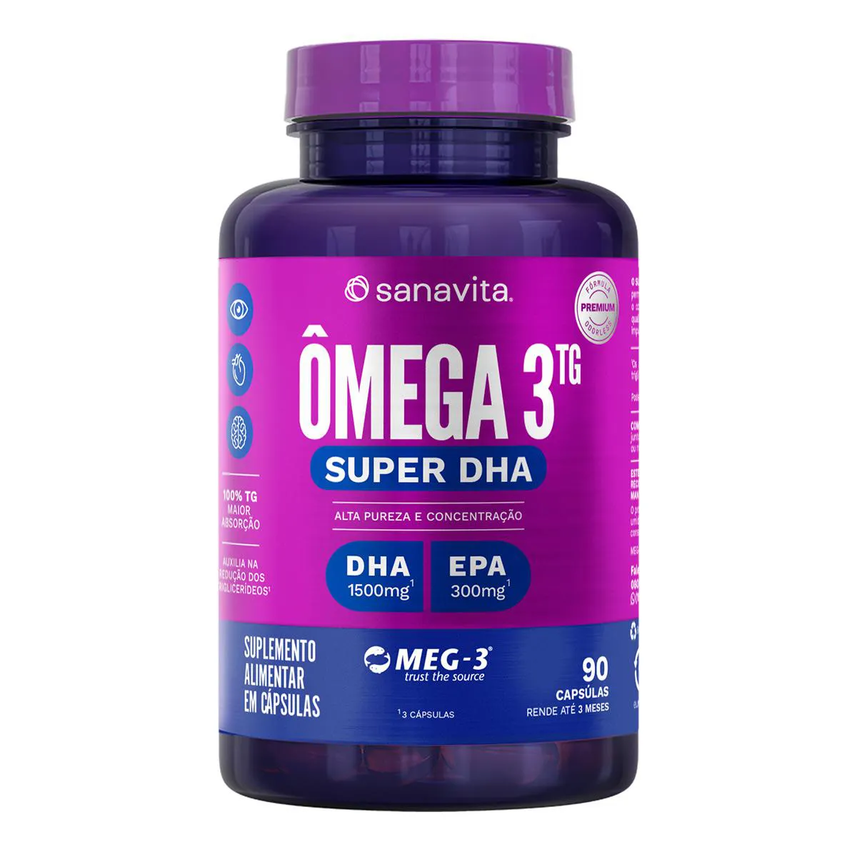 Ômega 3TG Sanavita Super DHA 90 cápsulas — Sanavita | Farmácia Resyla