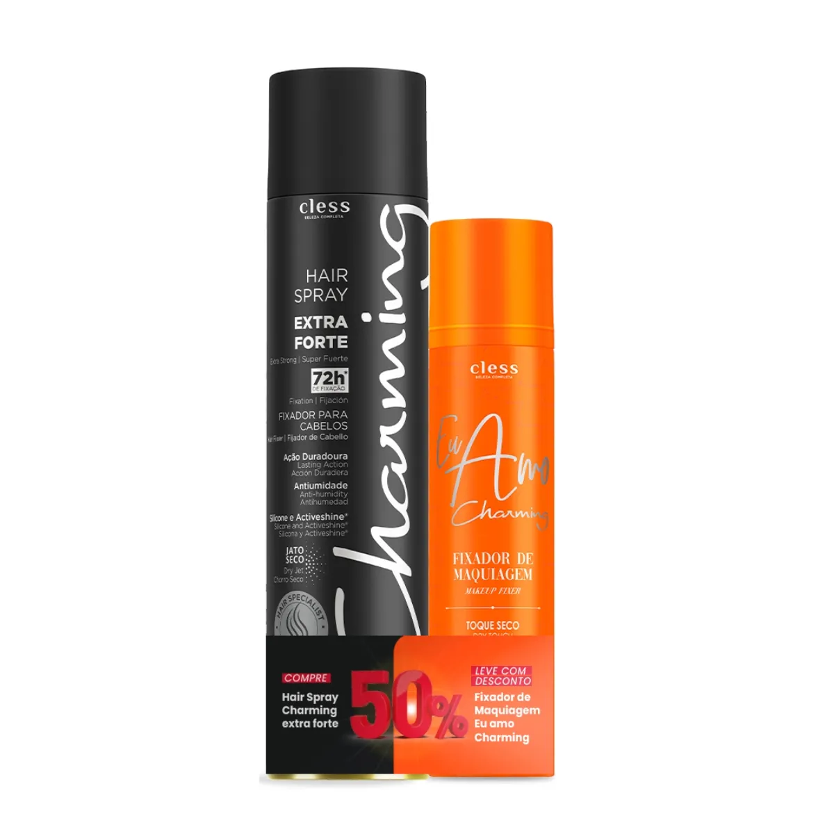Pack Hair Spray Extra Forte 400 ml+ Fixador de Maquiagem 150ml Charming — | Farmácia Resyla