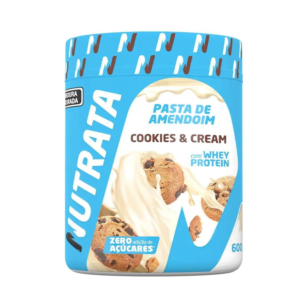 Pasta de Amendoim com Whey 600g - Cookies & Cream - Nutrata — Nutrata | Farmácia Resyla