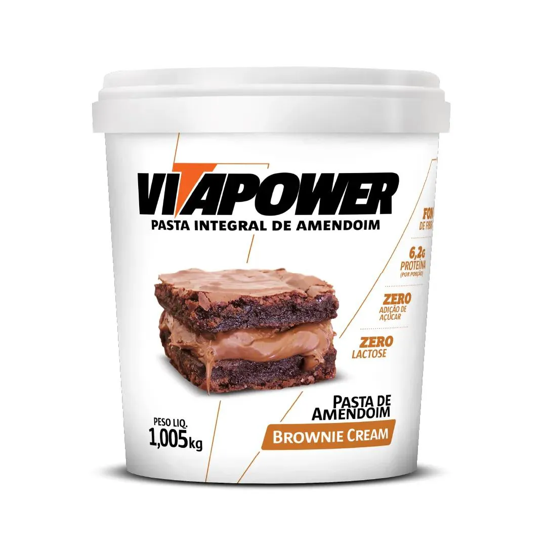 Pasta De Amendoim Vitapower Integral Pote 1005g Sabor Brownie Cream — Amend | Farmácia Resyla