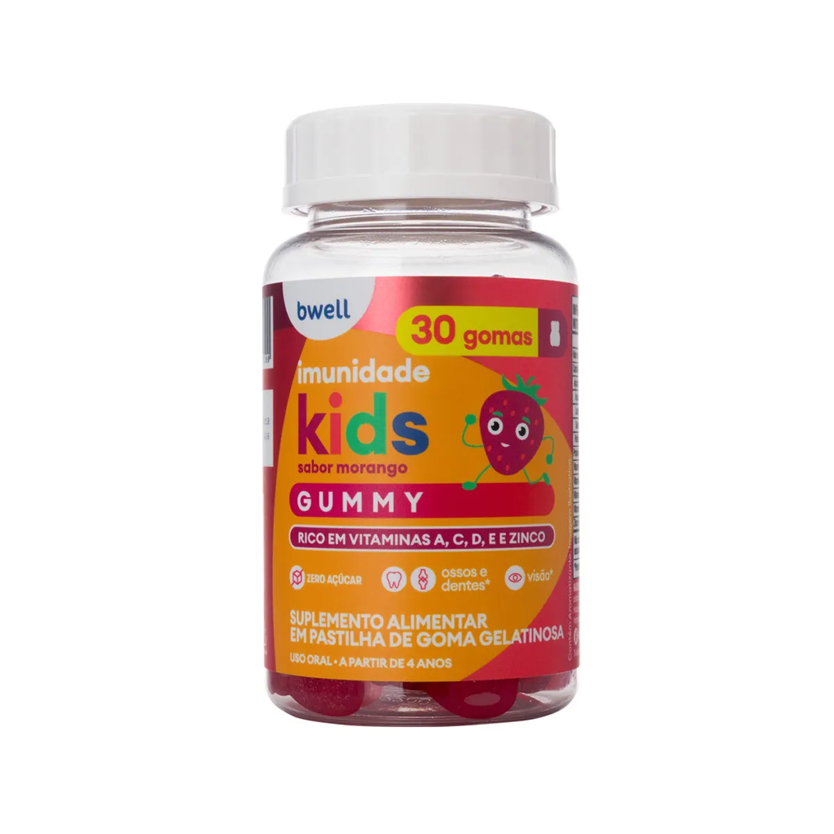 Polivitamínico Bwell Kids Imunidade Gummy Morango 30 gomas — Gum | Farmácia Resyla