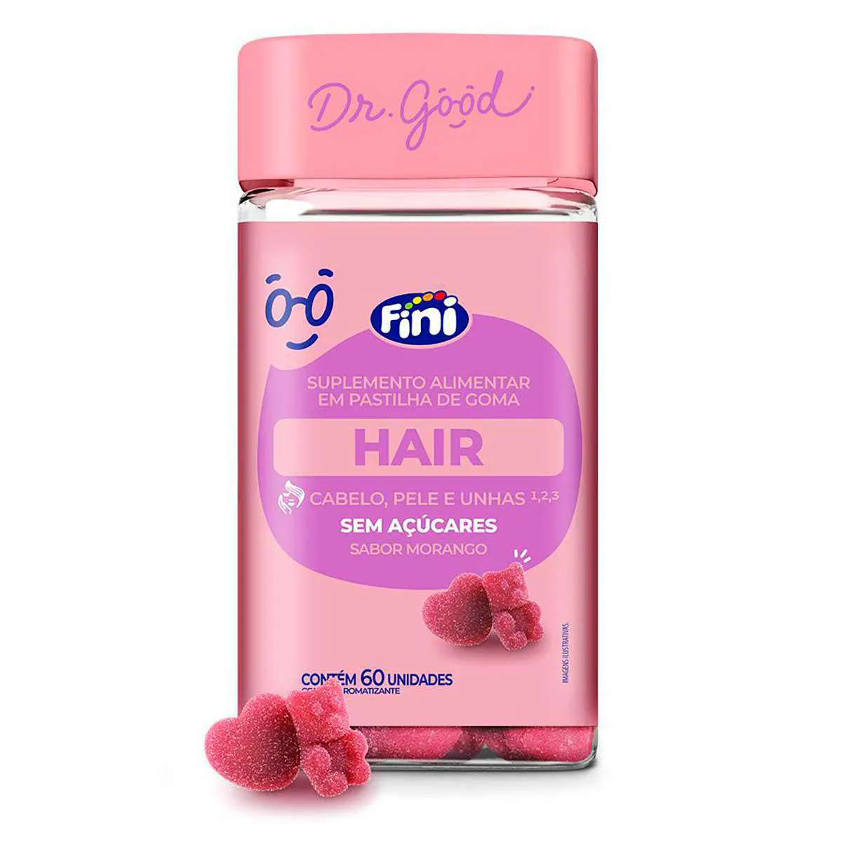 Polivitamínico Dr. Good Hair para Cabelos Morango 60 pastilhas — Dr. Good | Farmácia Resyla