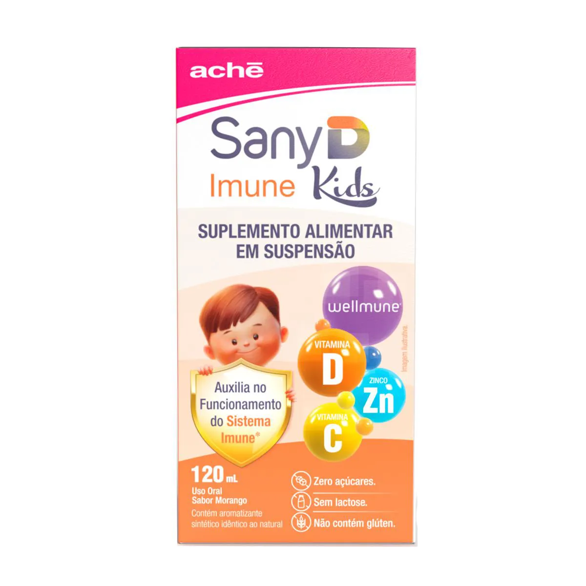 Polivitamínico Sany D Imune Kids Suspensão Oral Morango 120ml — Sany | Farmácia Resyla