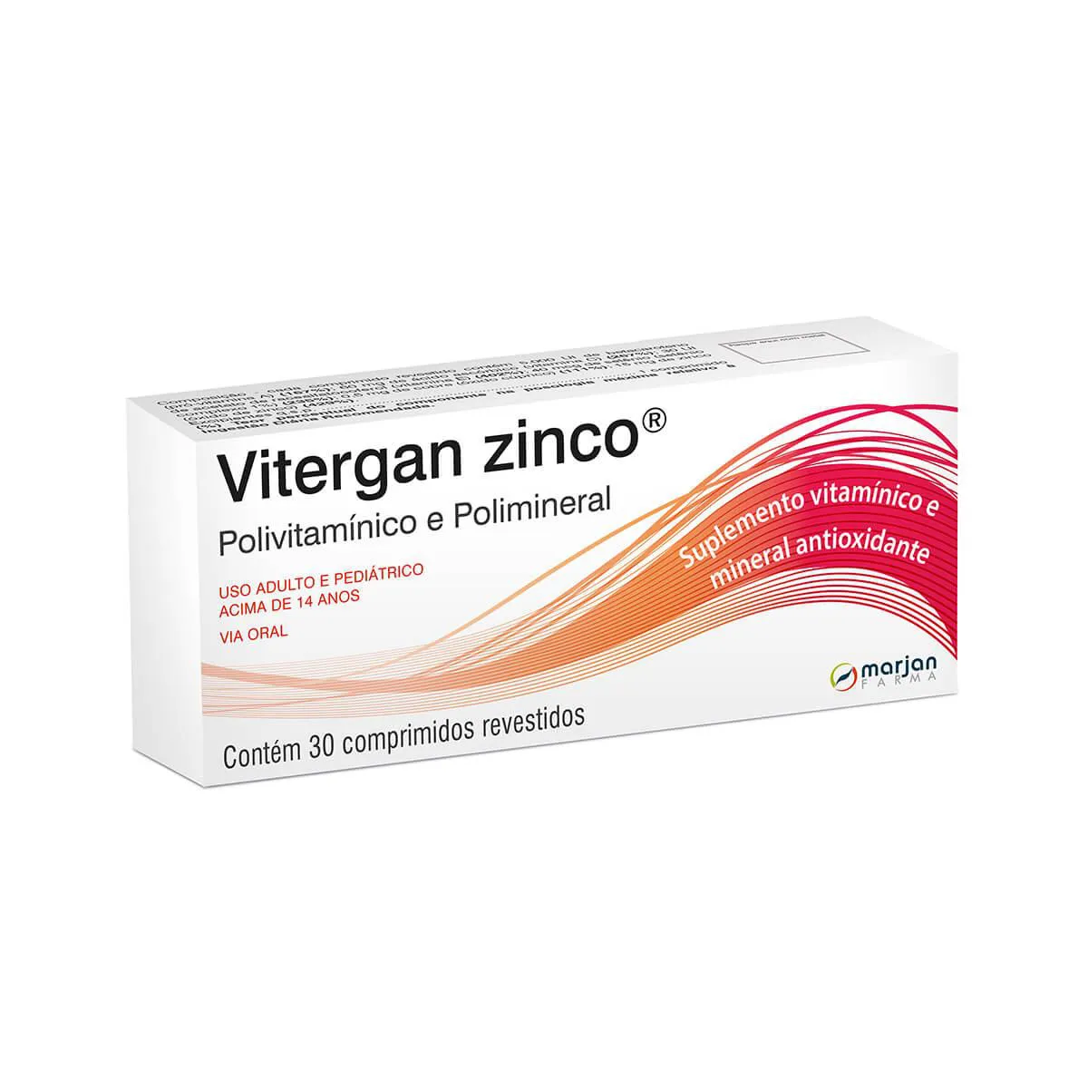 Polivitamínico Vitergan Zinco 15mg 30 comprimidos — Vitergan | Farmácia Resyla