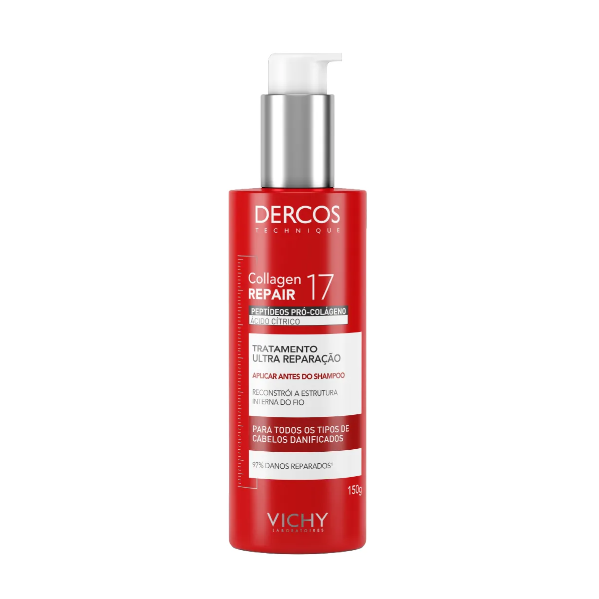 Pré-Shampoo Tratamento Ultra Reparação Vichy Dercos Collagen Repair 17 Tratamento Fortalecedor Pré-Lavagem 150g — Vichy | Farmácia Resyla