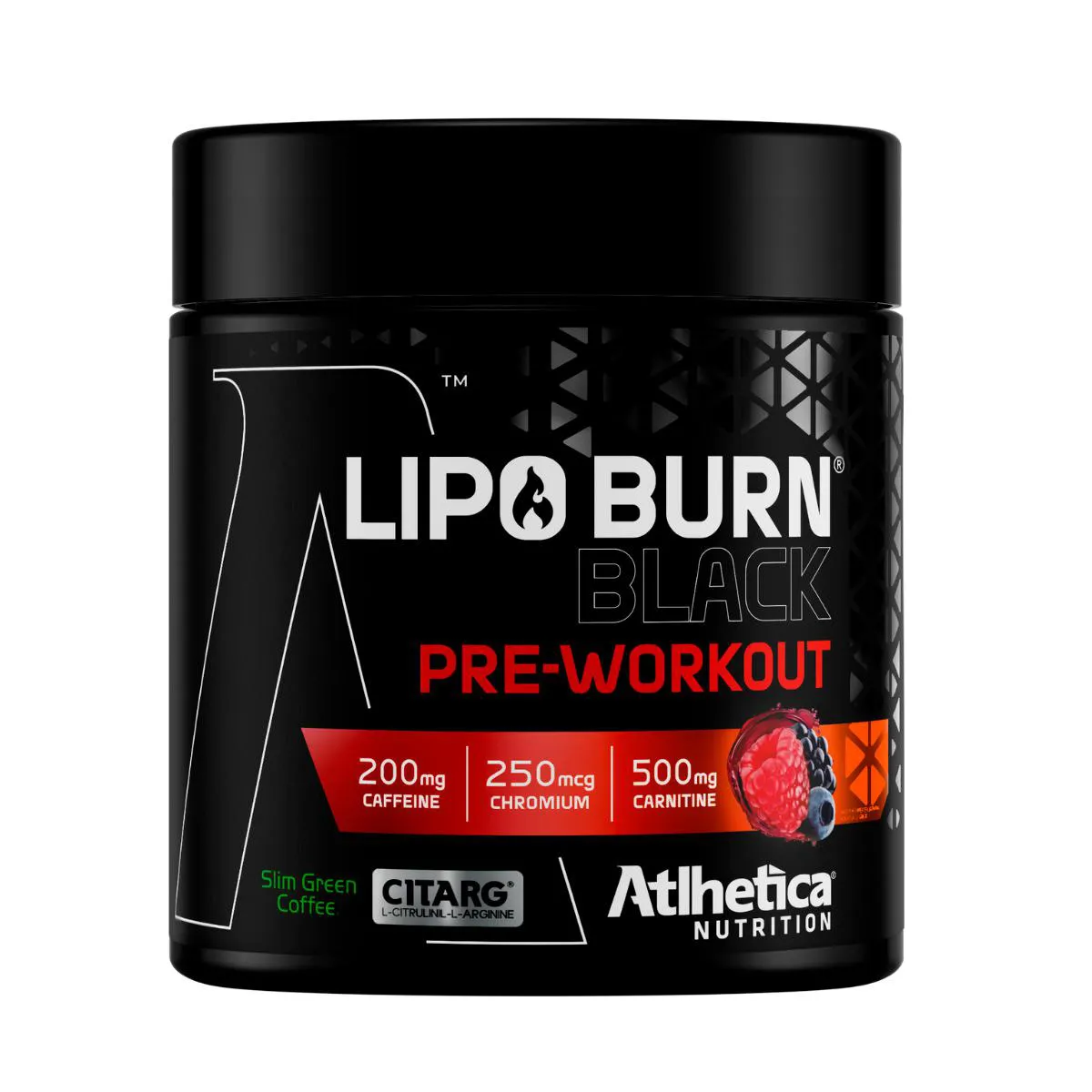 Pré-treino Lipo Burn Atlhetica Nutrition Black Pre Workout Frutas Vermelhas 200g — Atlhetica Nutrition | Farmácia Resyla
