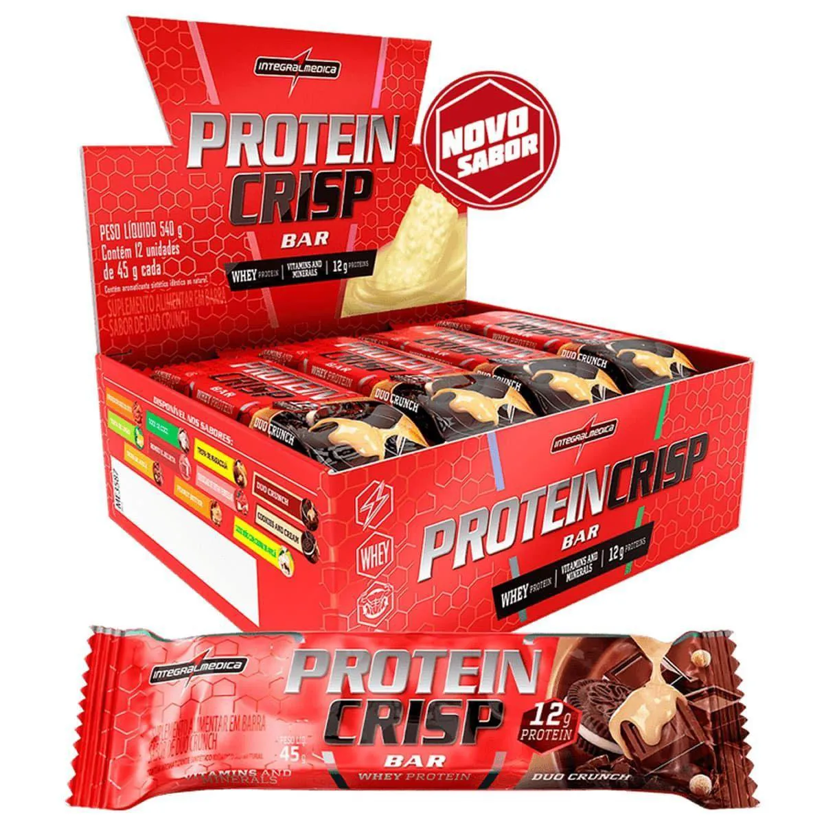 Protein Crisp Bar - 12 Unidades 45G Duo Crunch - Integralmédica — Integralmedica | Farmácia Resyla
