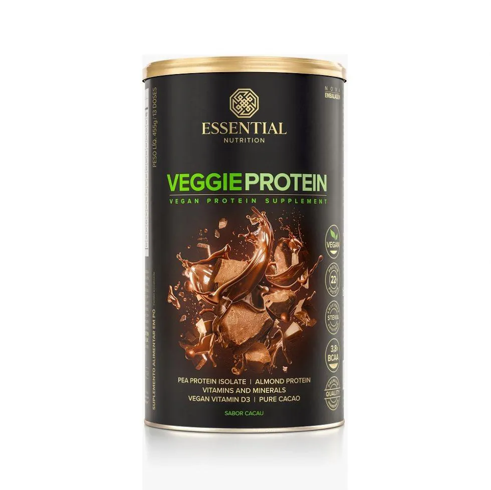 Proteína Vegetal em Pó Essential Nutrition Veggie Protein Cacau 455g — Essential Nutrition | Farmácia Resyla