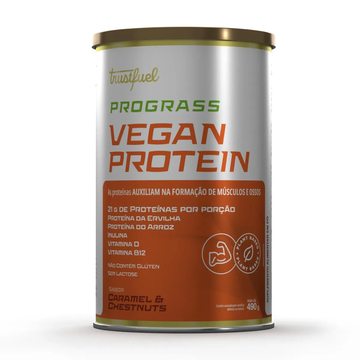Proteína Vegetal Trustfuel Prograss Vegan Protein Caramel & Chestnuts 490g — | Farmácia Resyla