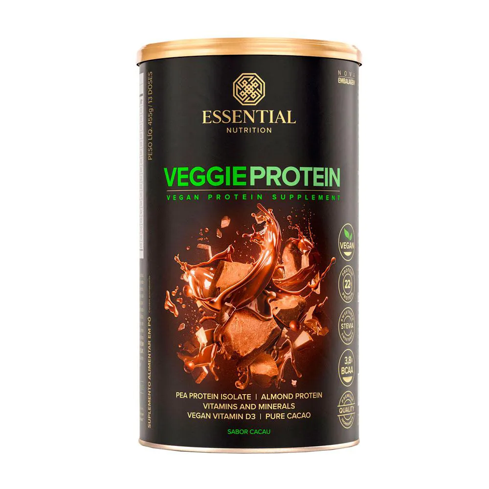 Proteína Vegetal Veggie Protein Cacao Essential Nutrition 455g U Unica — Essential Nutrition | Farmácia Resyla