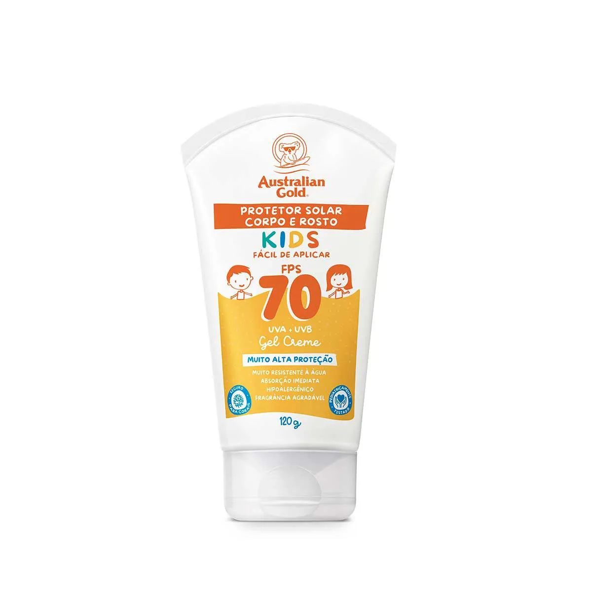 Protetor Solar Corporal Gel Creme FPS 70 Australian Gold Kids 120ml — | Farmácia Resyla