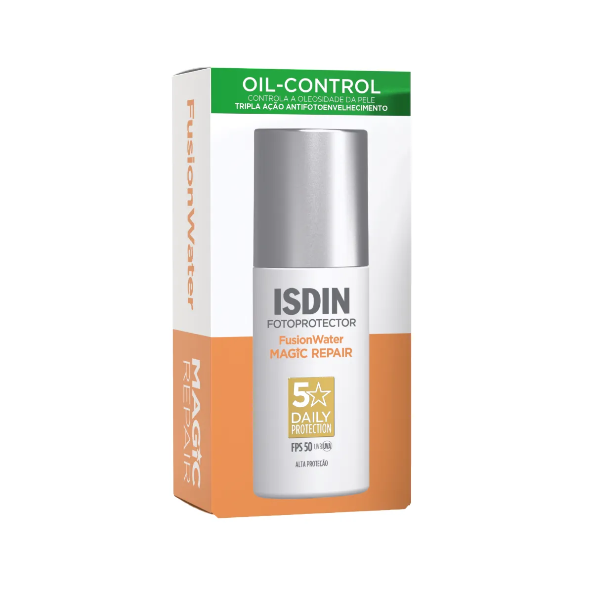 Protetor Solar Facial Isdin Fusion Water Magic Repair Oil Control FPS 50 50ml — Isdin | Farmácia Resyla