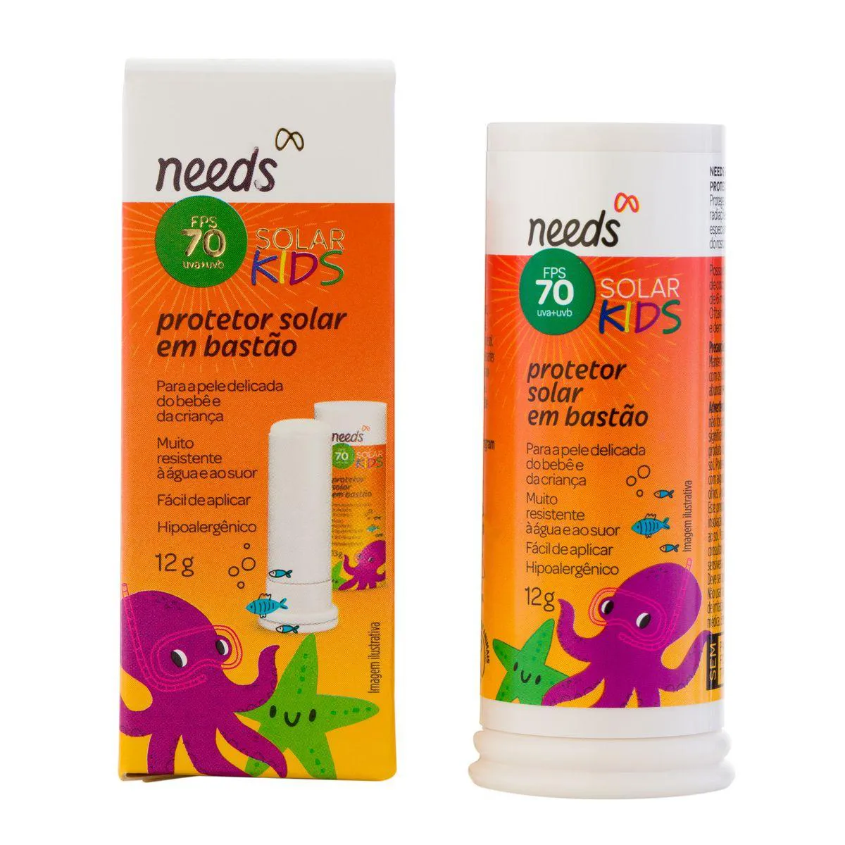 Protetor Solar Infantil FPS 70 Needs Solar Kids Bastão 12g — Needs | Farmácia Resyla