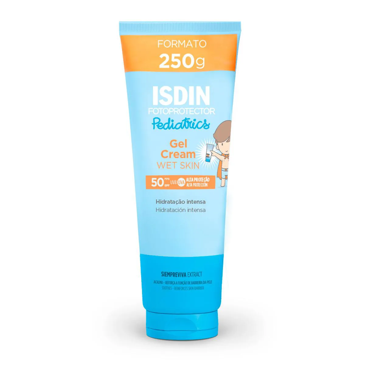 Protetor Solar Infantil Isdin Pediatrics Gel Cream Wet Skin FPS 50 250g — Isdin | Farmácia Resyla