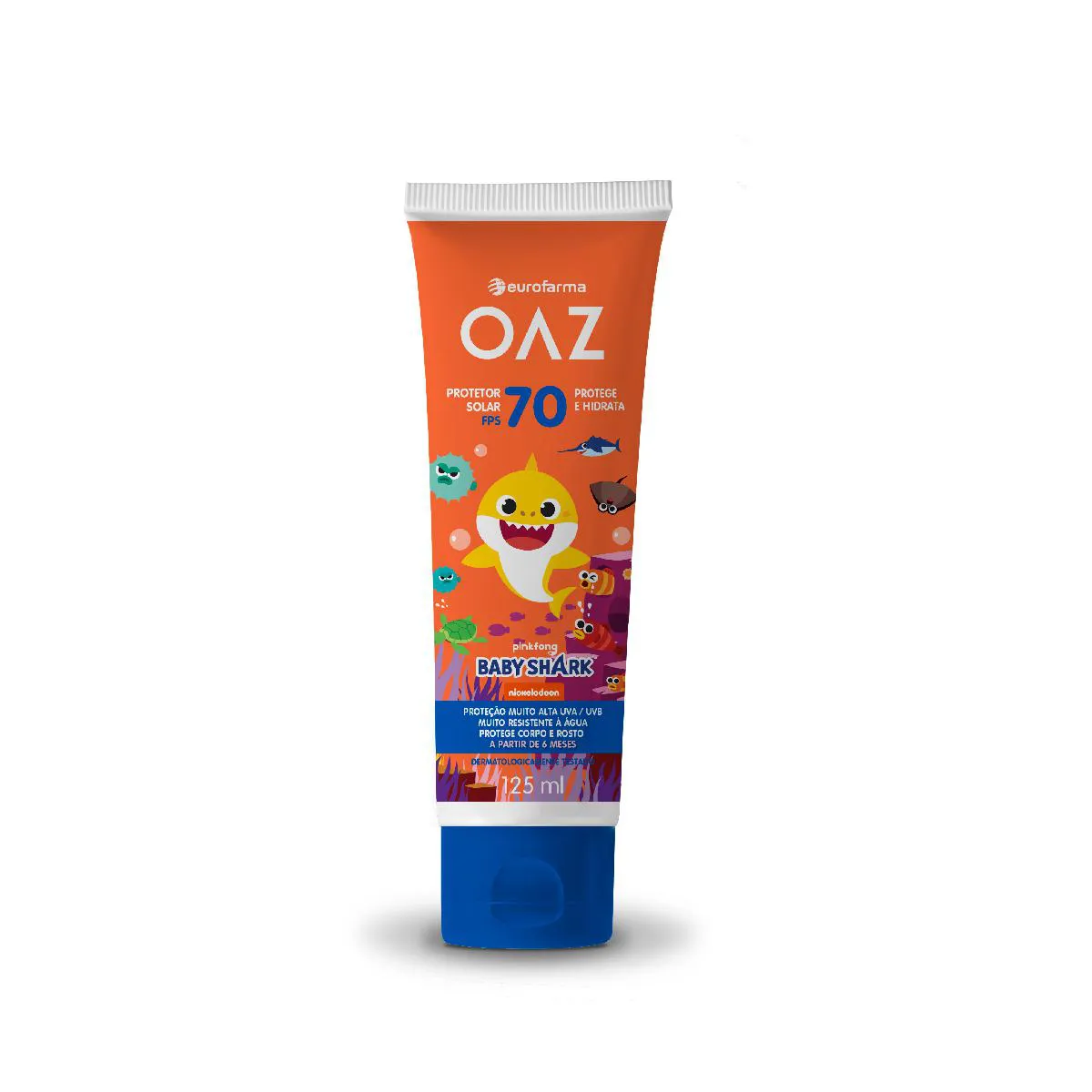 Protetor Solar Infantil OAZ Baby Shark FPS 70 125ml — | Farmácia Resyla